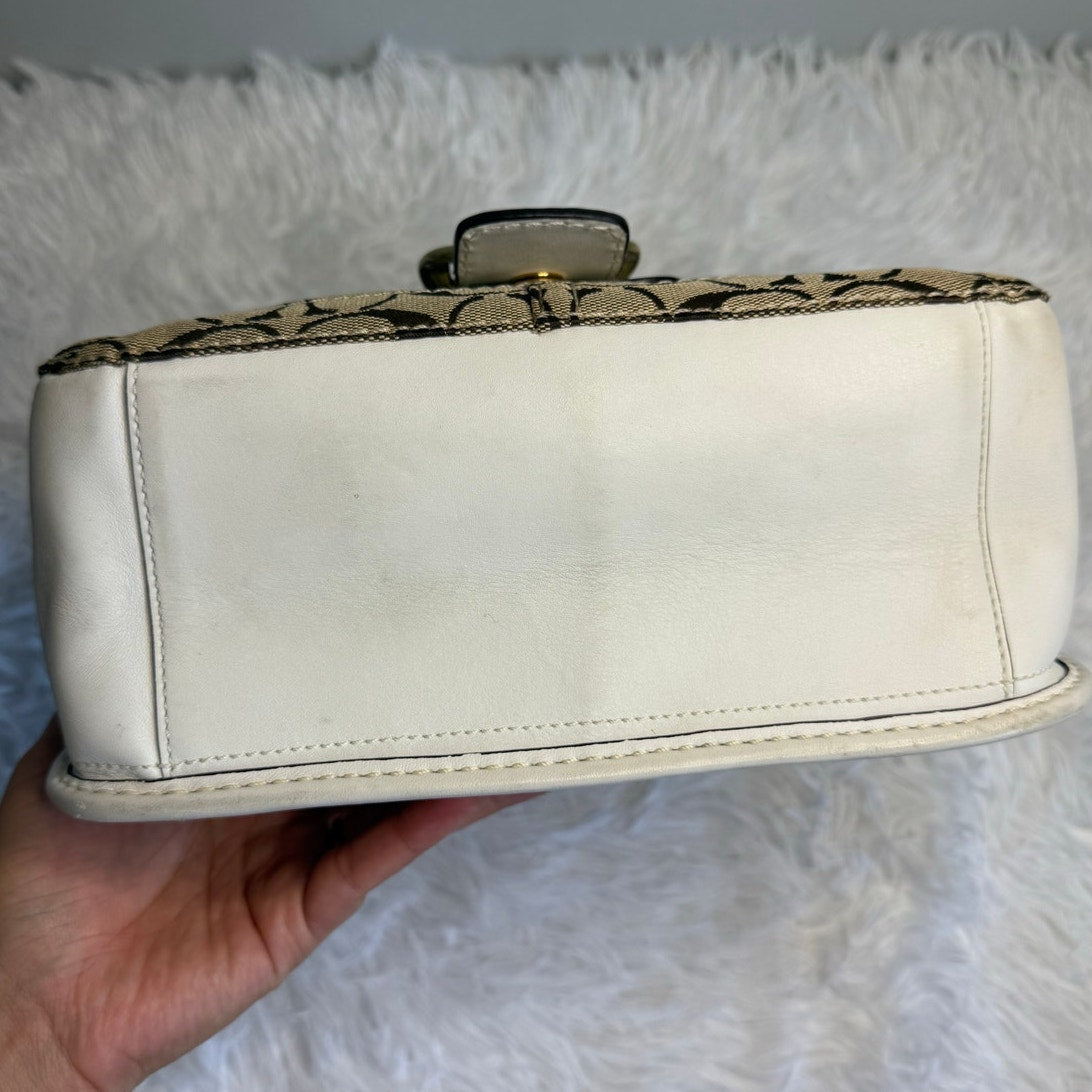 y2k COACH 2007 Bleeker 11434 Brown Bone Canvas Flap Shoulder Bag