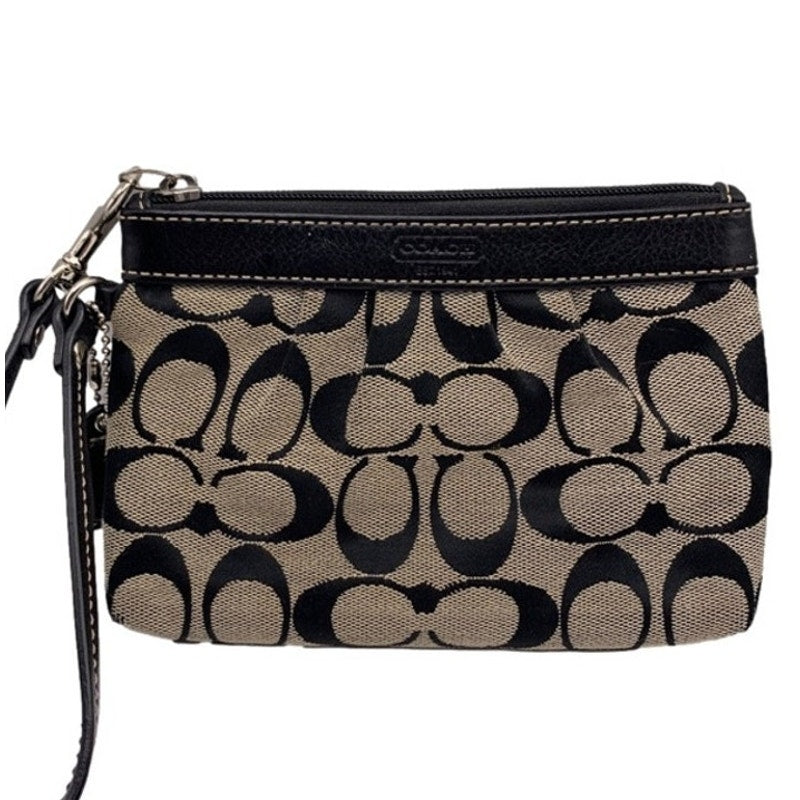 y2k COACH Black Signature Canvas Wristlet