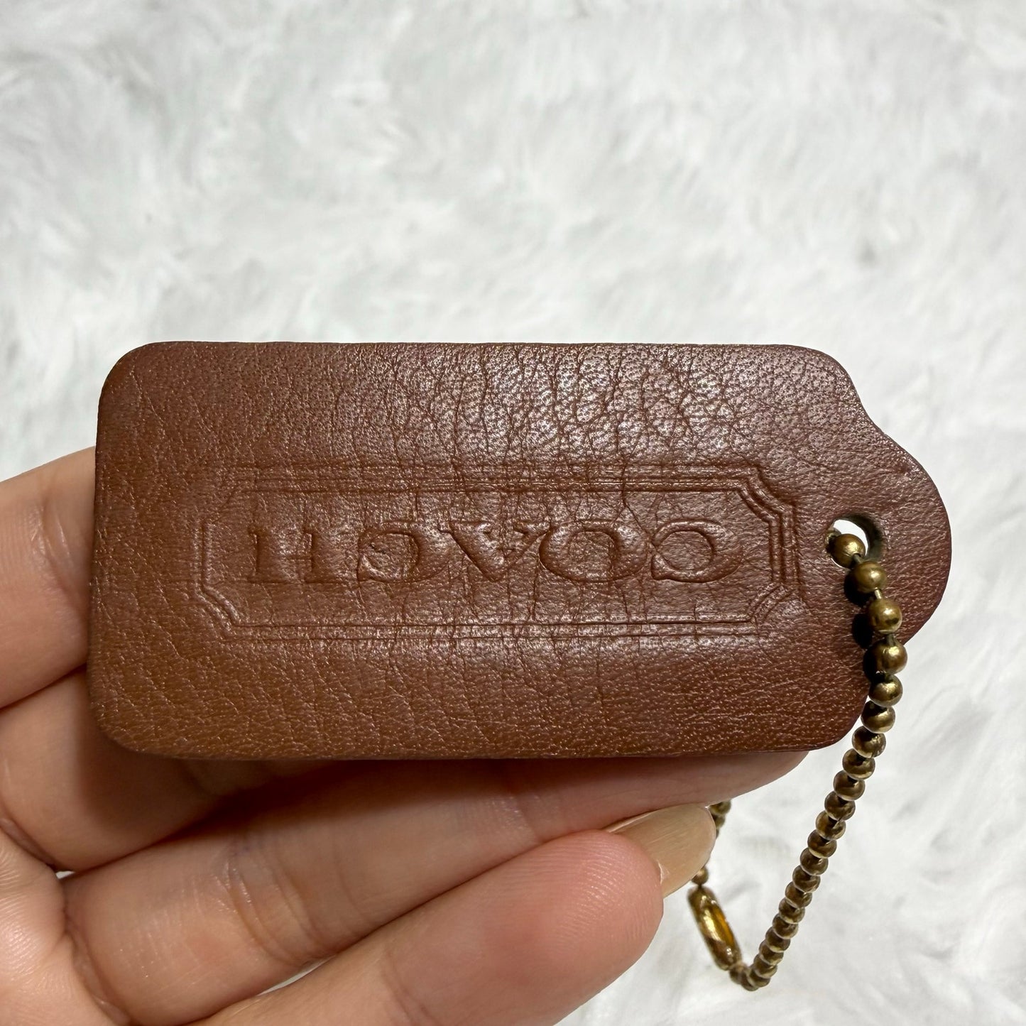 2" Vintage COACH British Tan Fob Bag Charm Hang tag Hangtag