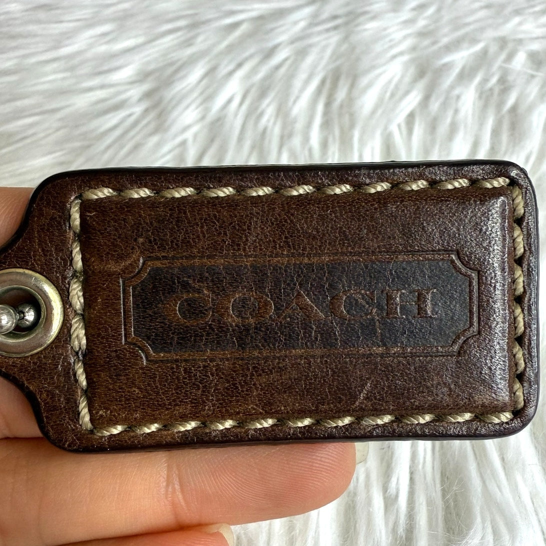2" COACH Brown Fob Bag Charm Hang tag Hangtag