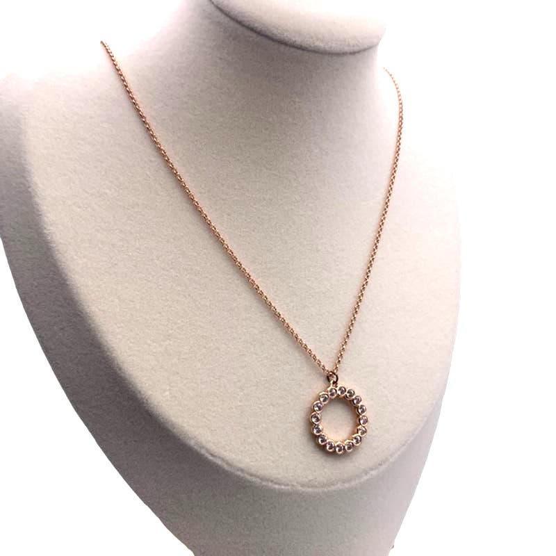 KATE SPADE New York  Full Circle Mini Pendant Necklace in Clear/Rose Gold