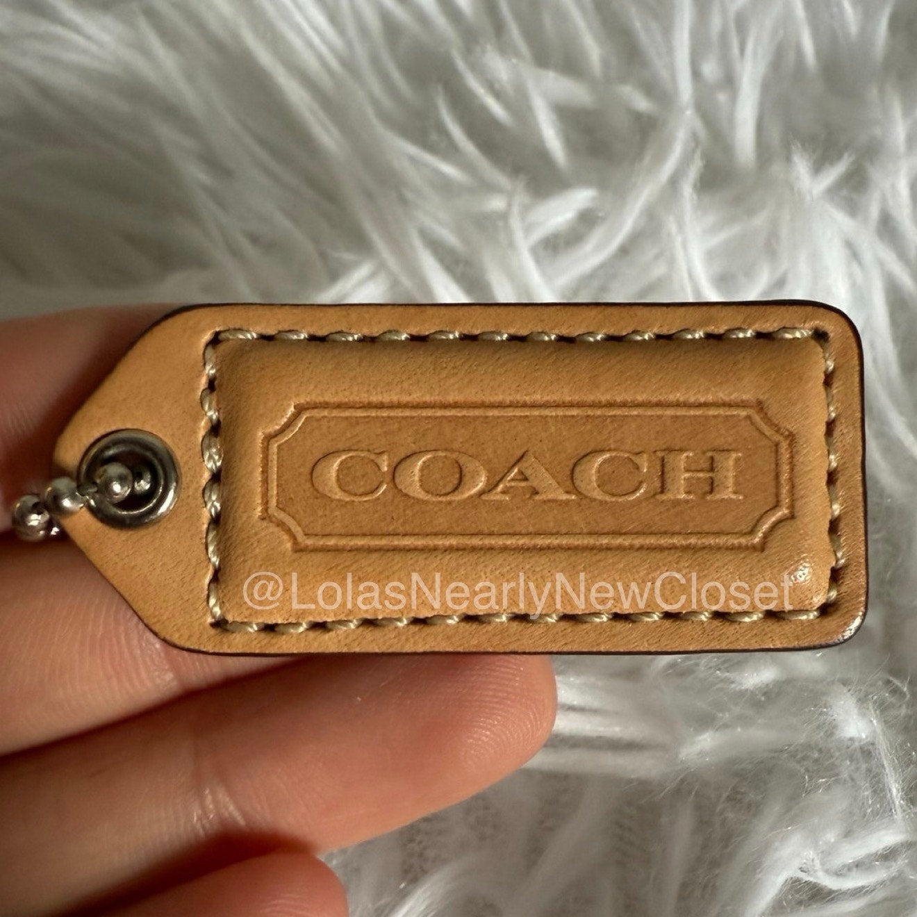 1.5" y2k COACH Tan Fob Bag Charm Hang tag Hangtag