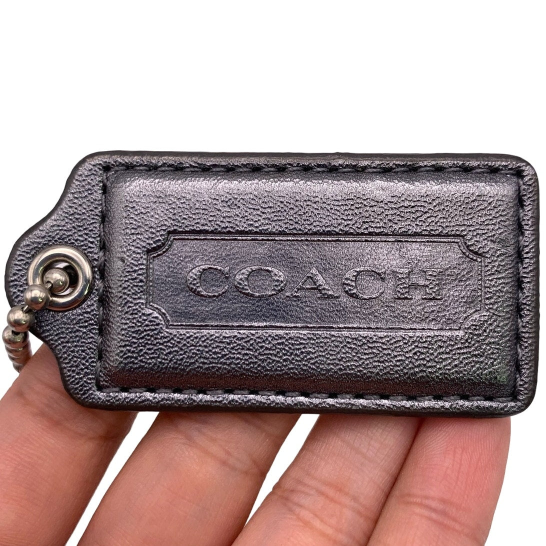 2" COACH Metallic Silver Fob Bag Charm Hang tag Hangtag