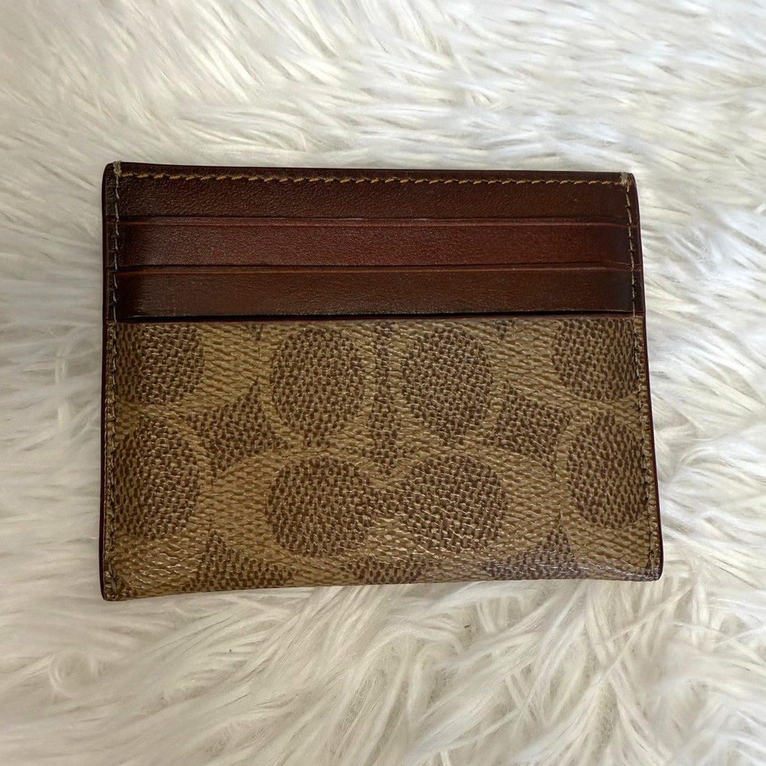 COACH Rust Khaki Tan Signature Card Case Holder Wallet