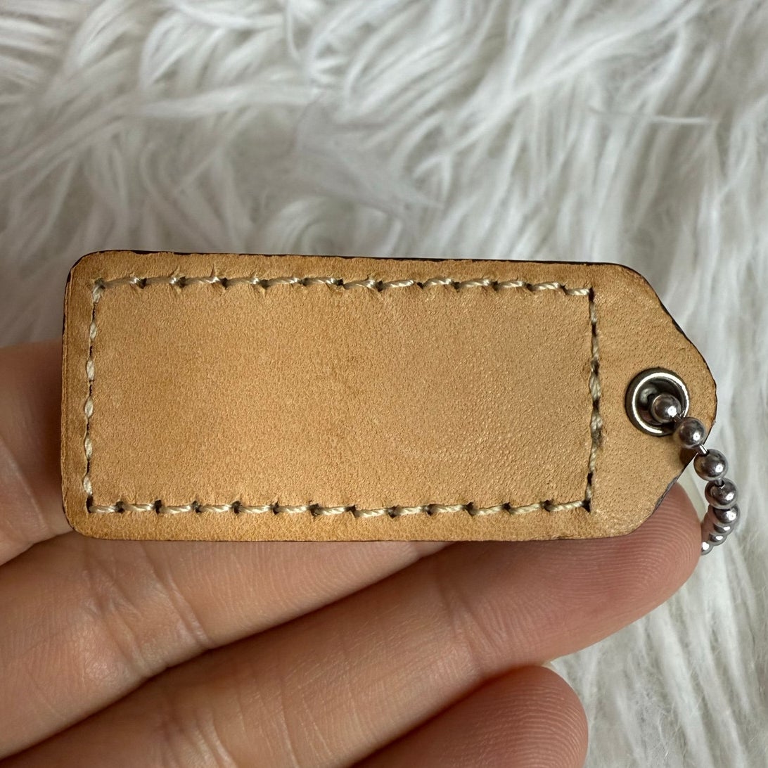 1.5" y2k COACH Tan Fob Bag Charm Hang tag Hangtag
