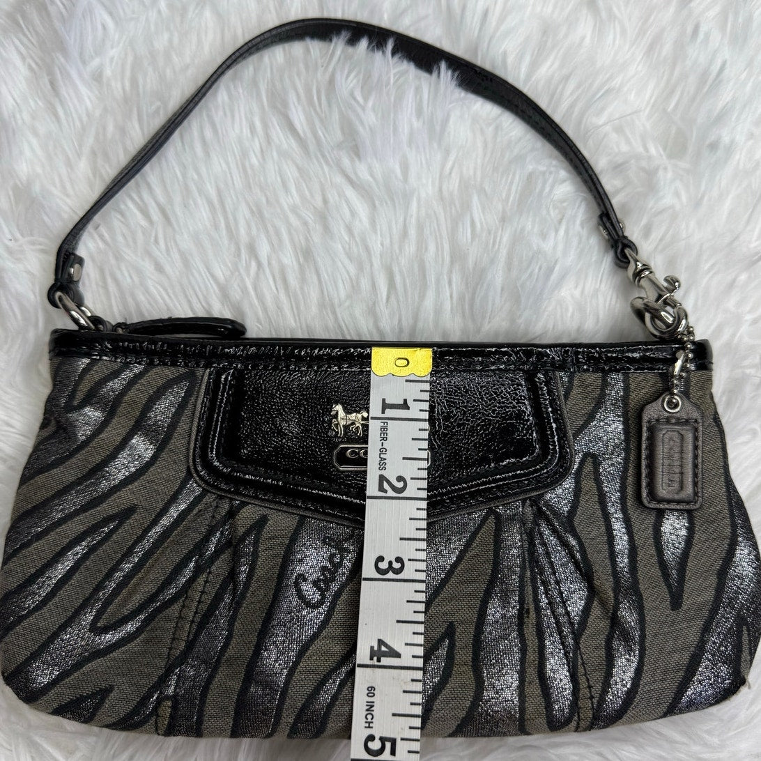 y2k COACH Zebra Silver Print Black Metallic Mini Purse / Wristlet