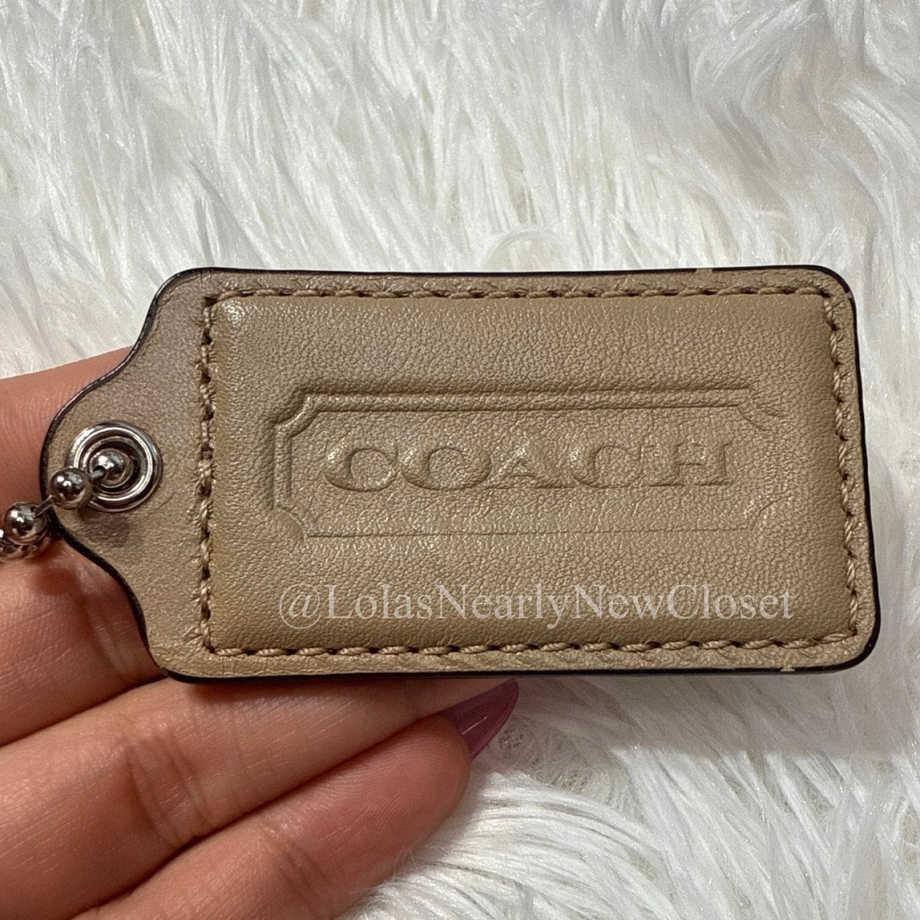 2.5" COACH Taupe Fob Bag Charm Hang tag Hangtag