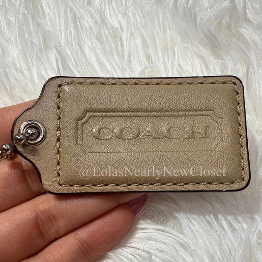 2.5" COACH Taupe Fob Bag Charm Hang tag Hangtag