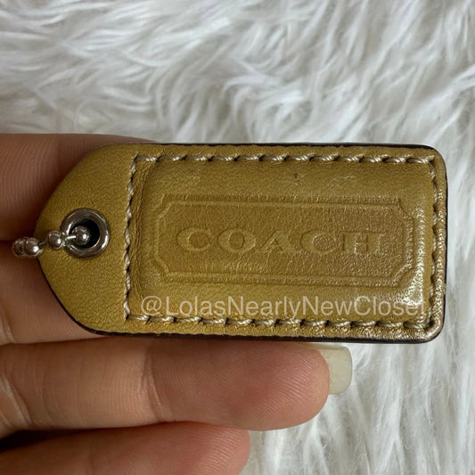 2" y2k COACH Tan Fob Bag Charm Hang tag Hangtag
