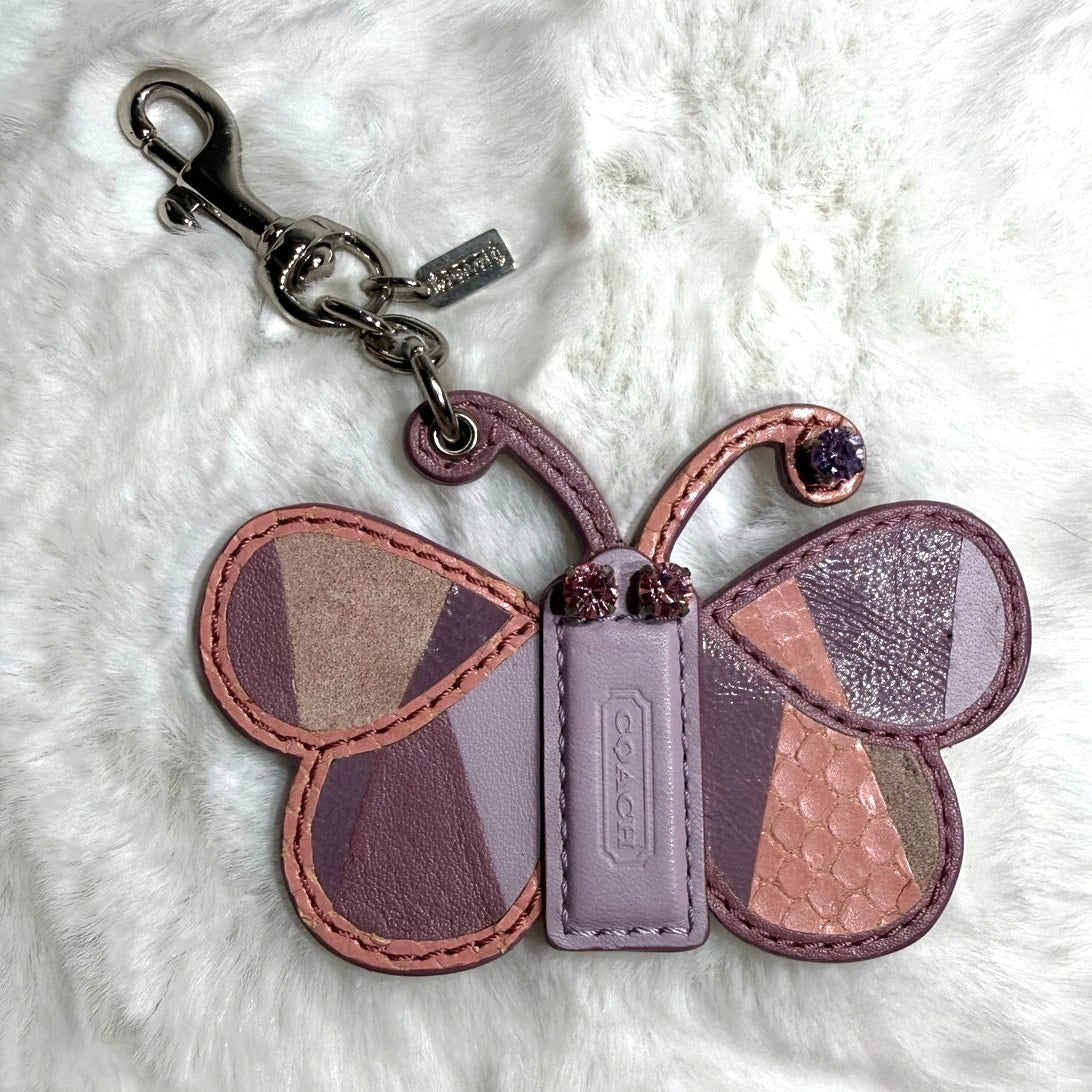 y2k Coach Vintage Leather Butterfly Keychain Charm