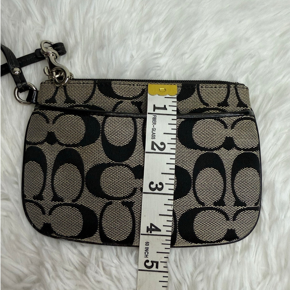 SALE COACH Black Gray Signature Canvas Wristlet