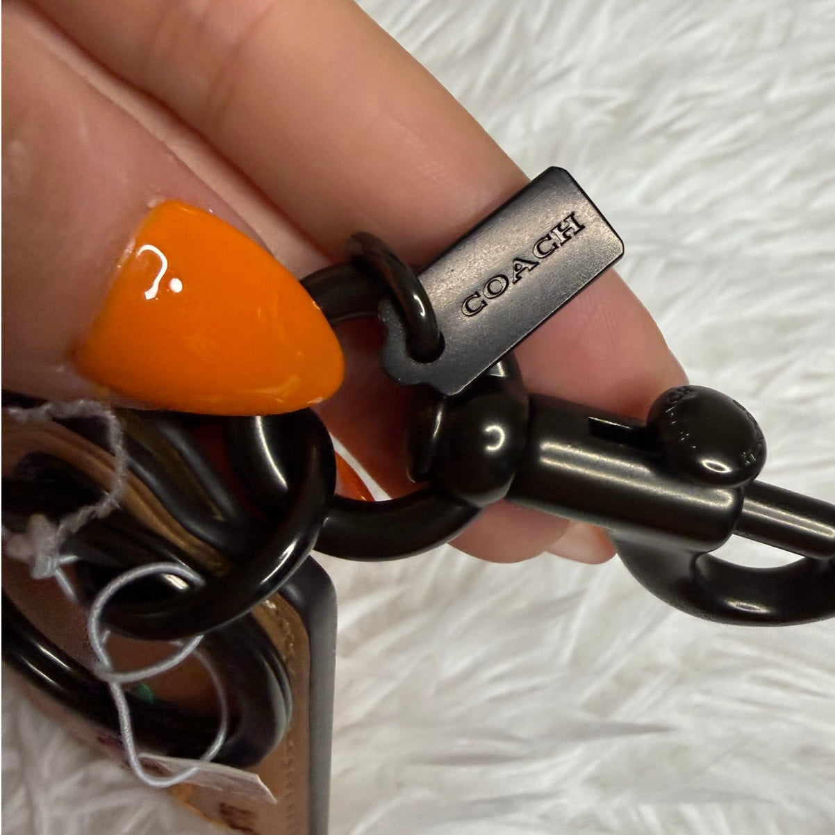 NWT COACH Original Bottle Opener Key Fob in Natural Leather with Diary Embroidery