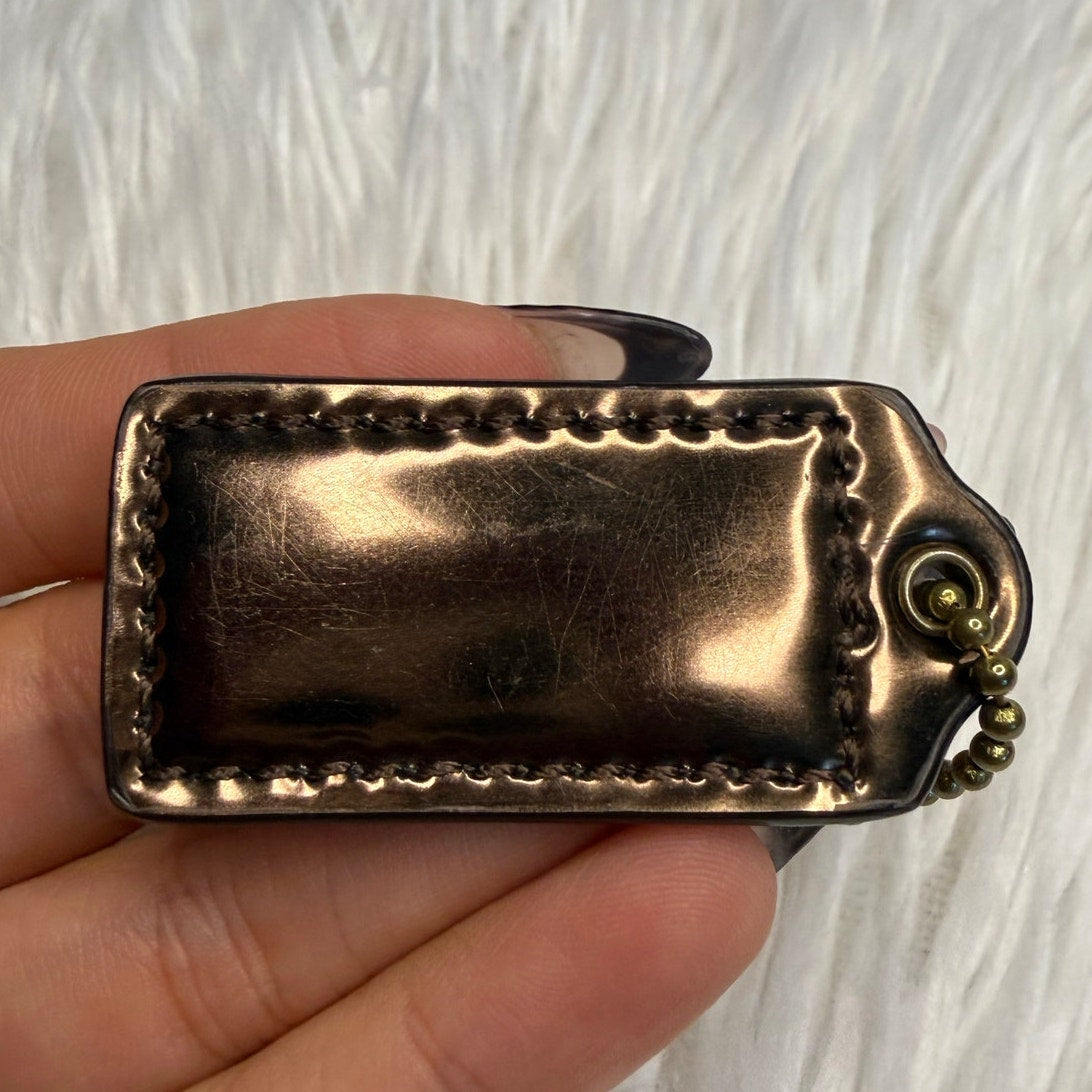1.5” COACH Bronze Fob Bag Charm Hang tag Hangtag