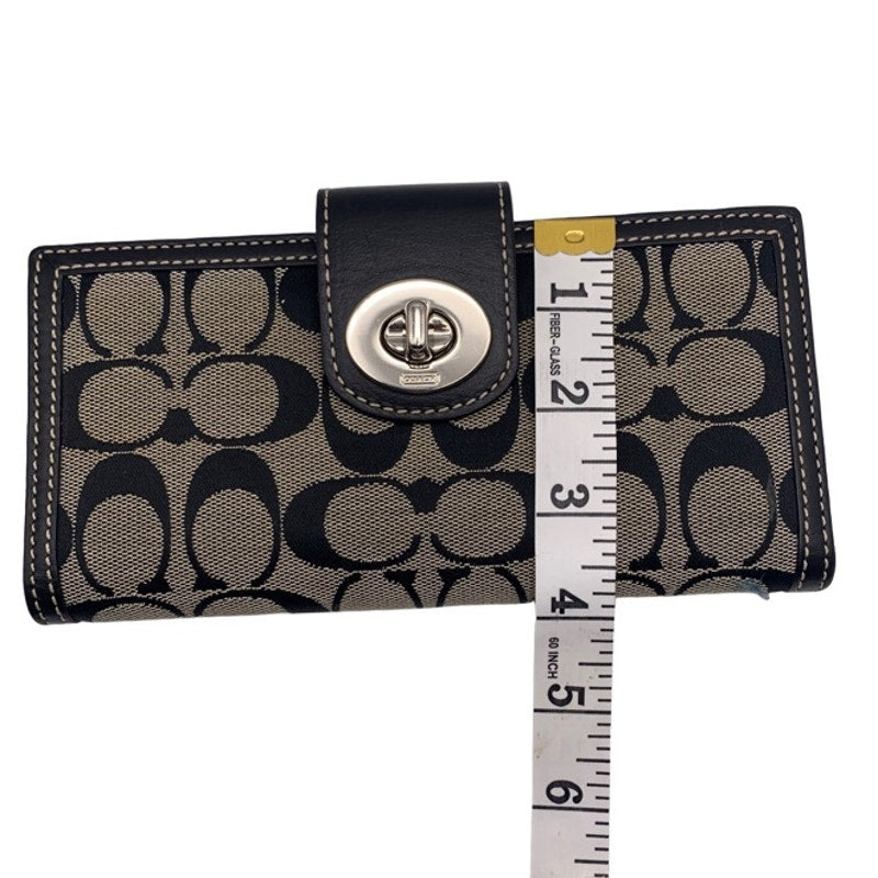 COACH Black Signature Turnlock Wallet