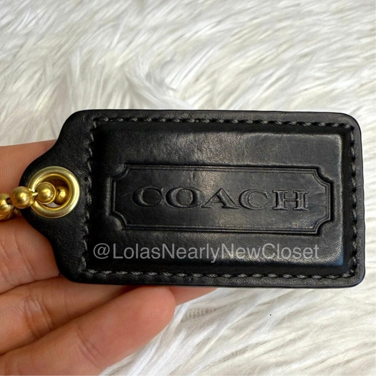 2.5" COACH Black Fob Bag Charm Hang tag Hangtag