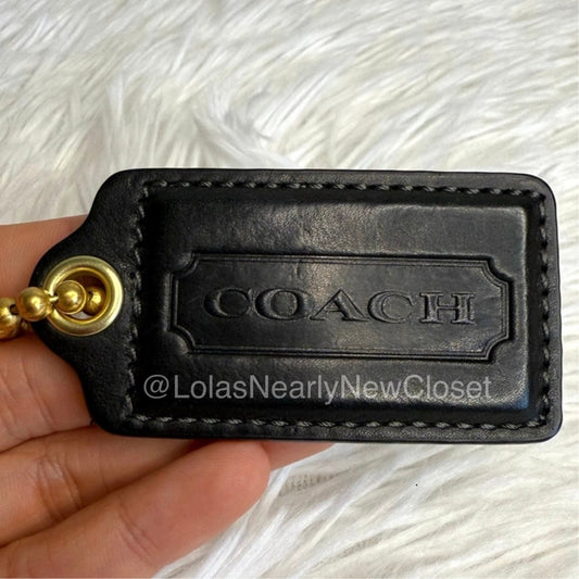 2.5" COACH Black Fob Bag Charm Hang tag Hangtag