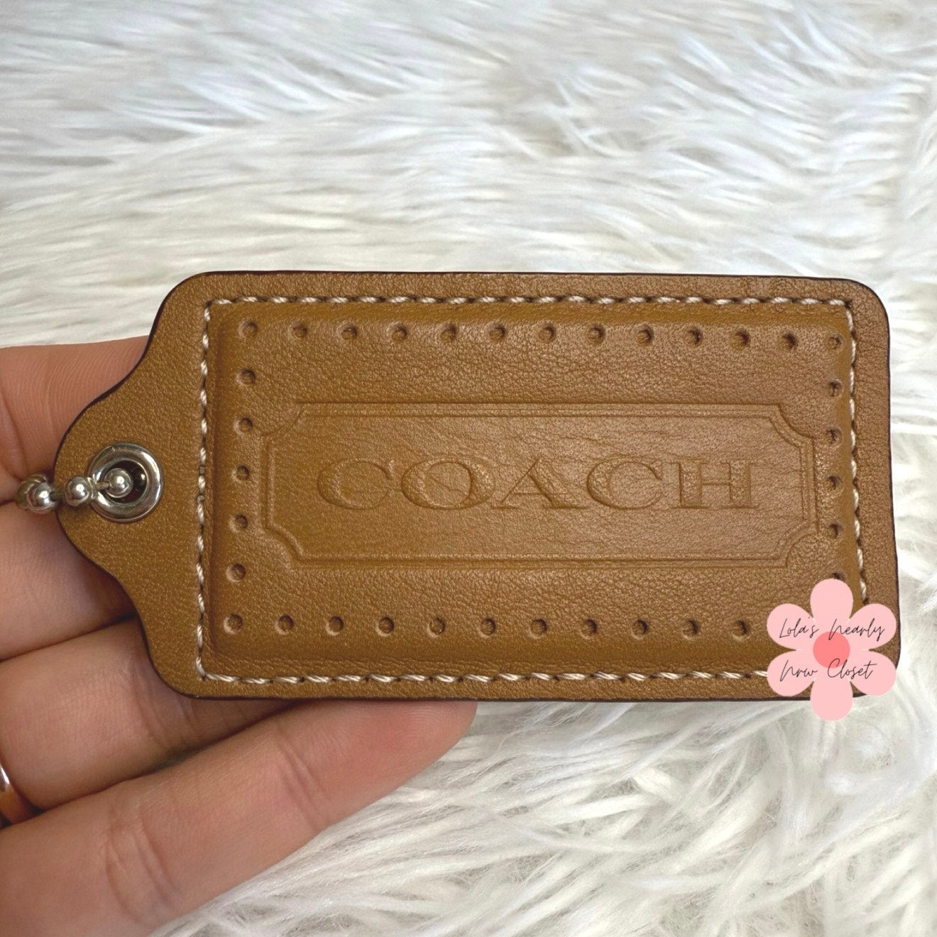3" COACH Brown Fob Bag Charm Hang tag Hangtag