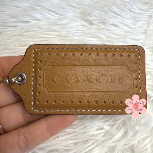 3" COACH Brown Fob Bag Charm Hang tag Hangtag