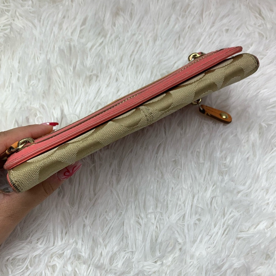 COACH  Signature Canvas Double Zipper Wallet