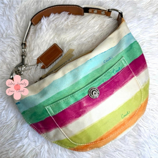 y2k Coach Vintage Hampton Watercolor Stripe Small Mini Hobo Bag Shoulder Bag