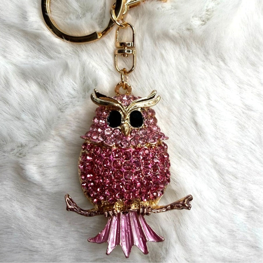 Cute Animal Owl Rhinestone Crystal Owl Keychain Fashion Charm Bag Charm