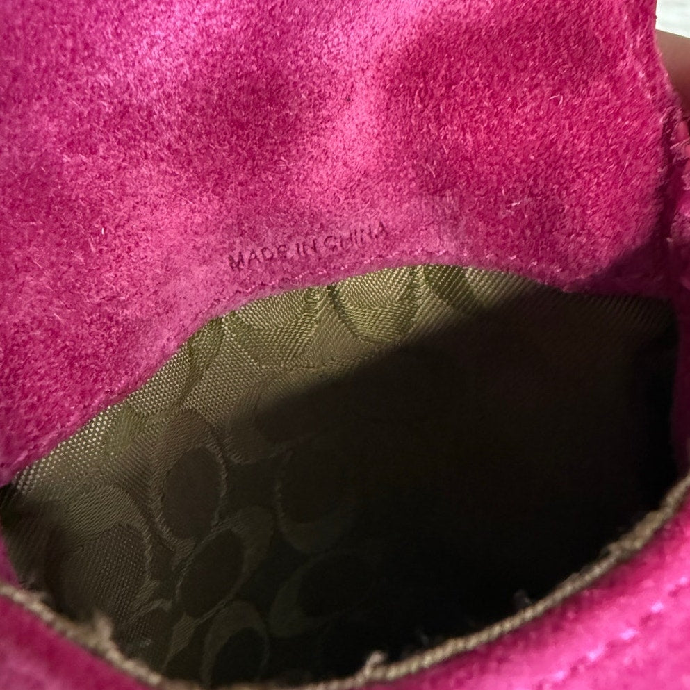 y2k COACH Vintage Pink Suede Turnlock Card Case / Holder Wristlet