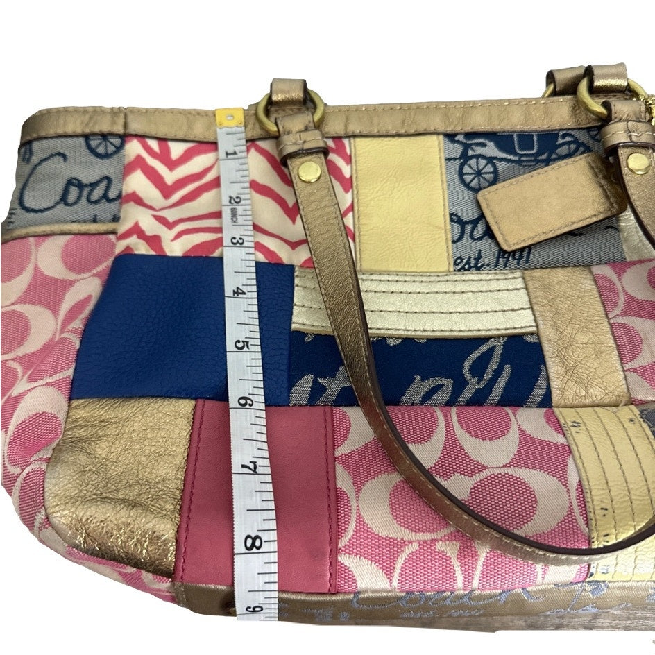 COACH Gold and Multi-color Patchwork Tote Shoulder Bag