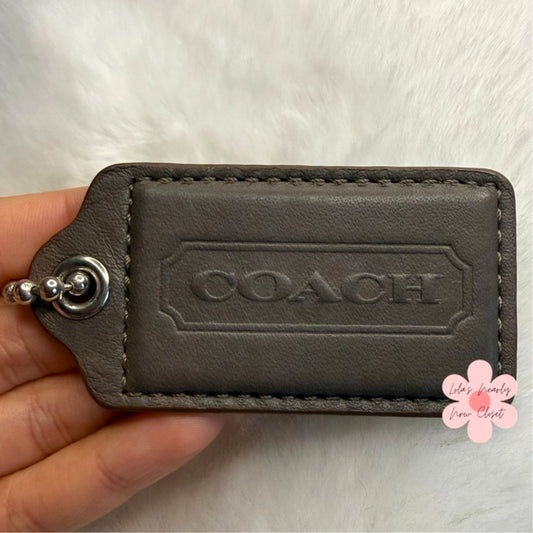 2.5" COACH Taupe  Fob Bag Charm Hang tag Hangtag
