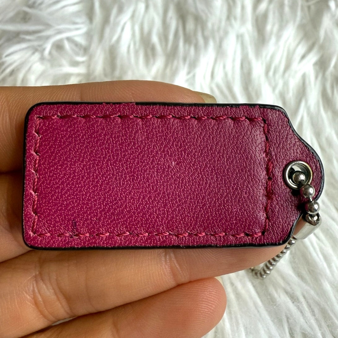 1.5" COACH Fuchsia Fob Bag Charm Hang tag Hangtag