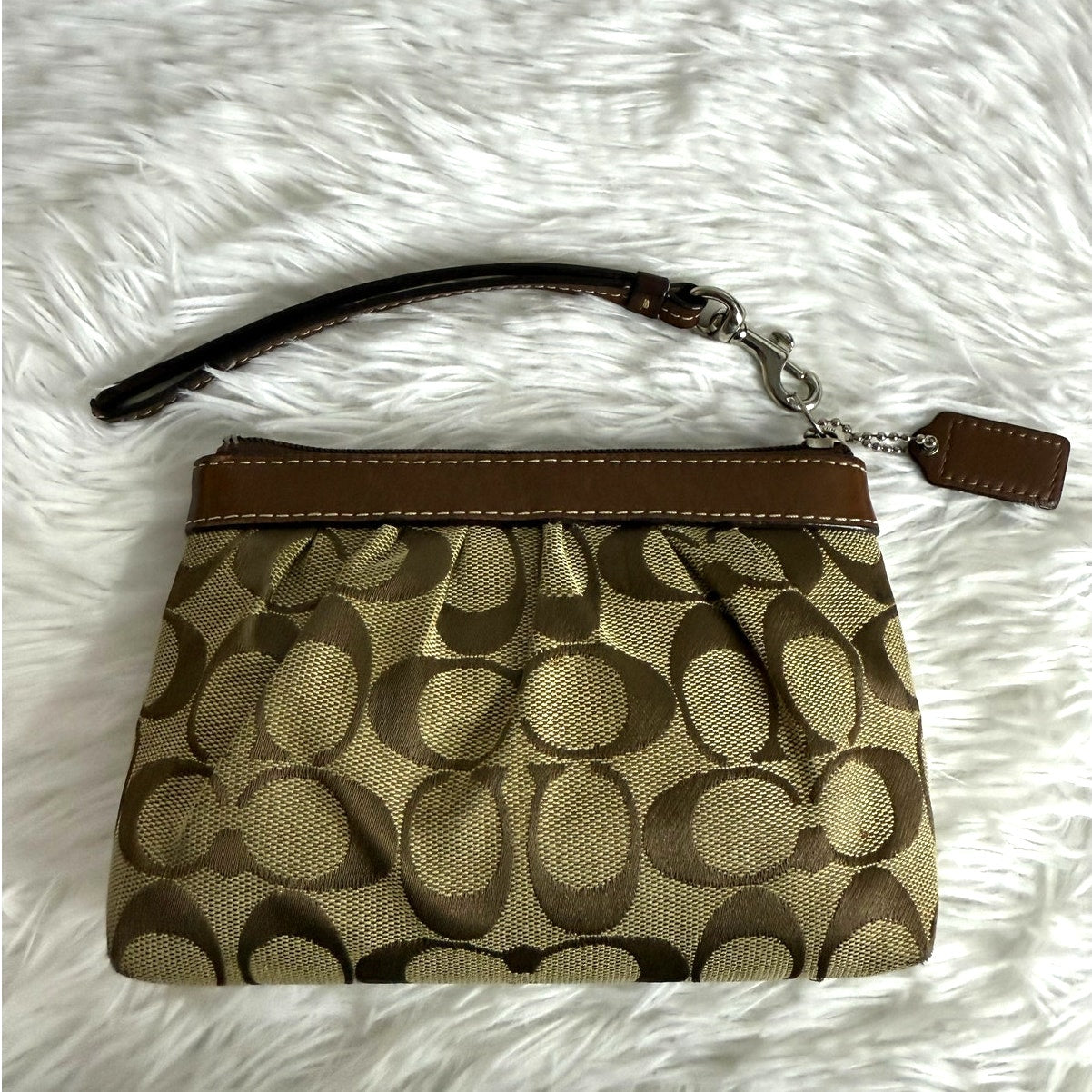 COACH y2k Brown Signature Canvas Wristlet