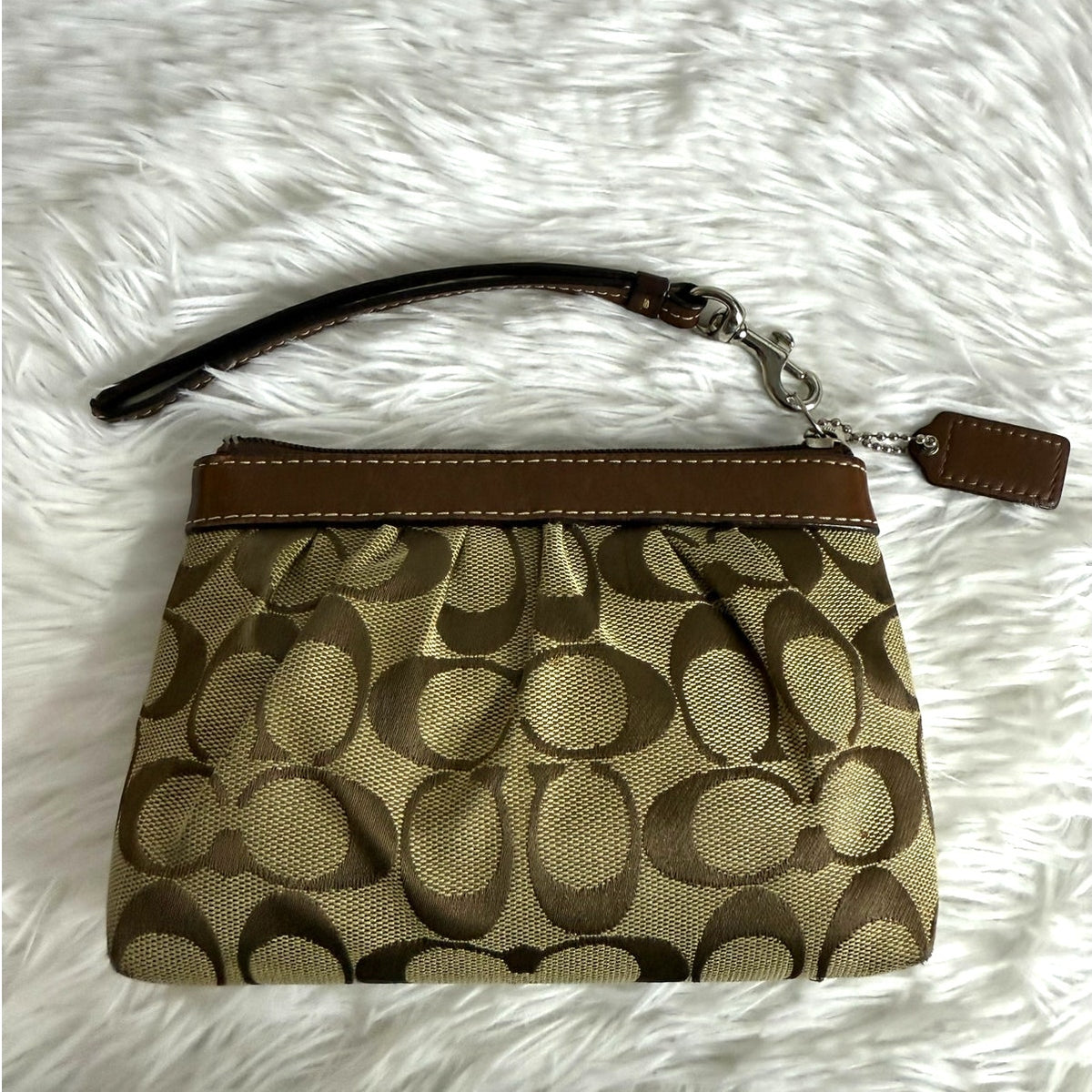 COACH y2k Brown Signature Canvas Wristlet