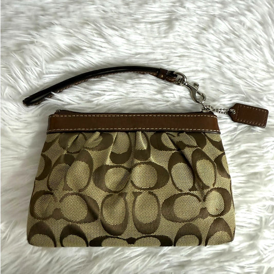 COACH y2k Brown Signature Canvas Wristlet