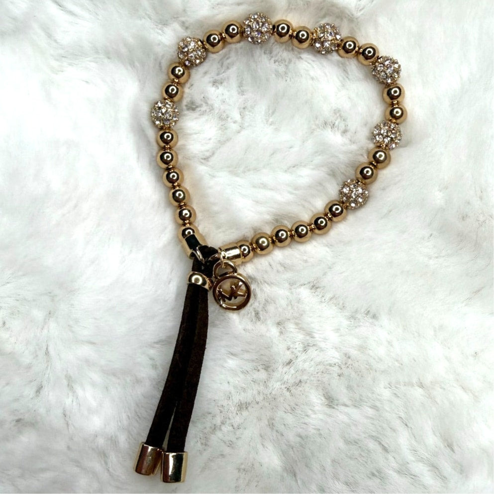 Michael Kors Gold-Tone Beaded Stretch Bracelet