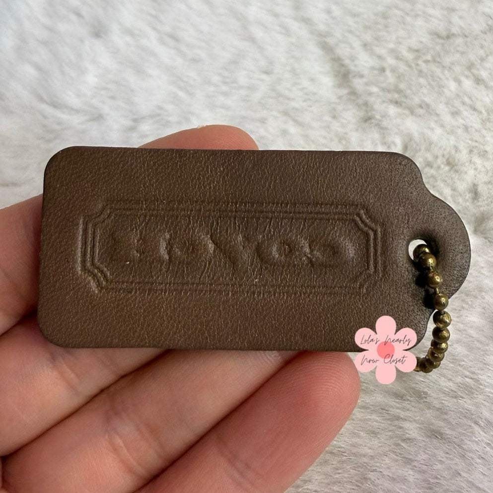 2" Vintage Coach Taupe Fob Bag Charm Hang tag Hangtag