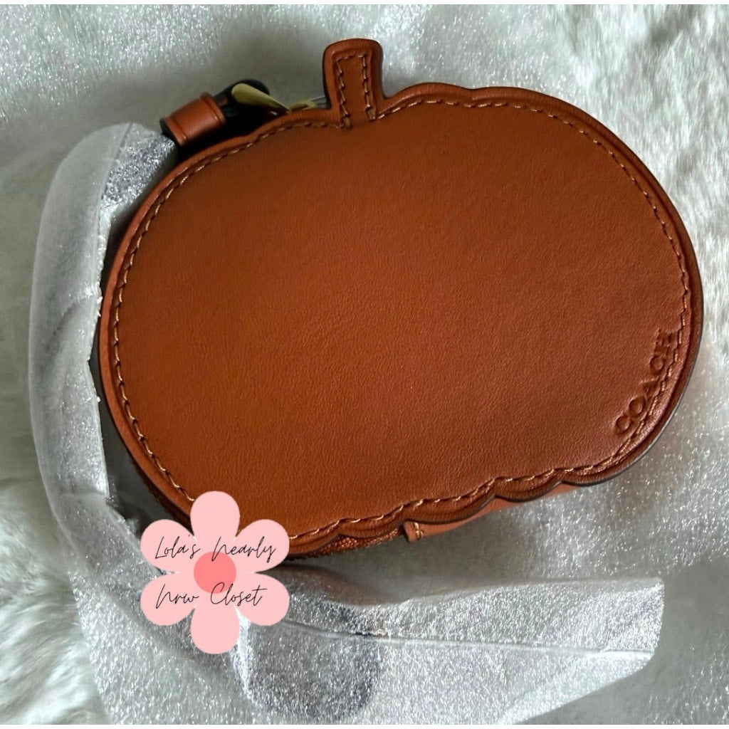 NWT Coach Halloween Pumpkin Coin Case Wristlet