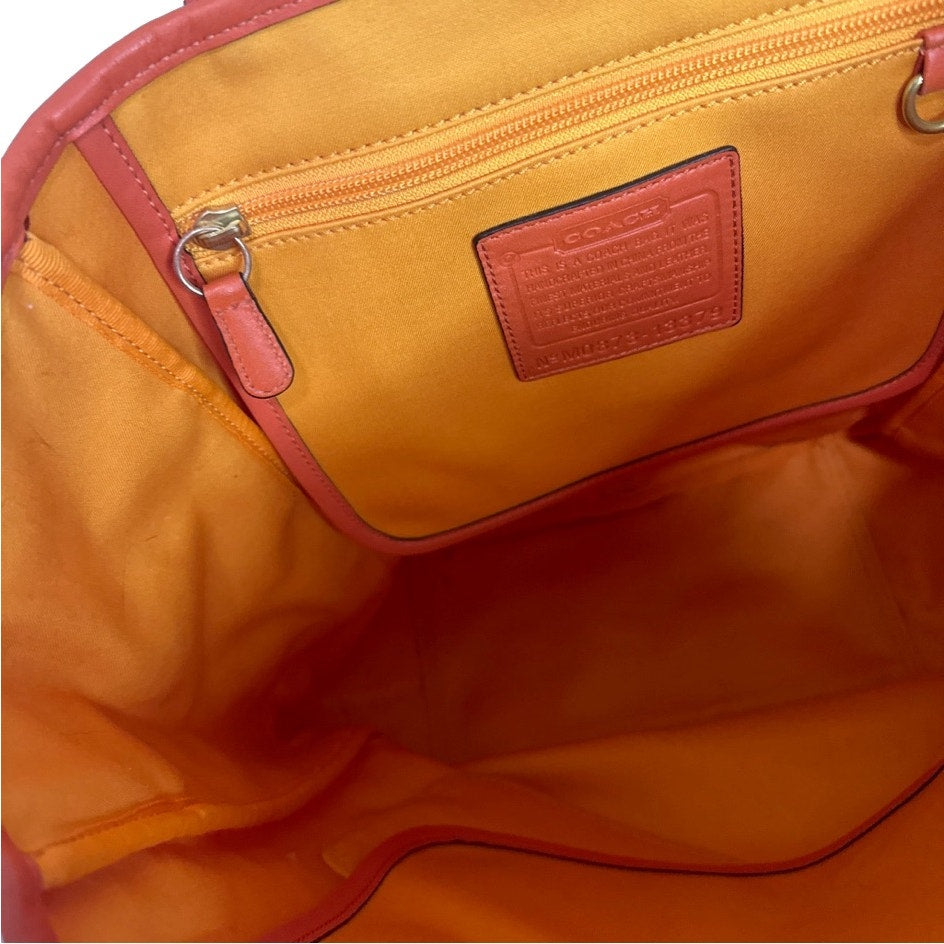 COACH Pink and Orange Bonnie Cashin Tribute Tote Bag with Kisslock Front Pocket