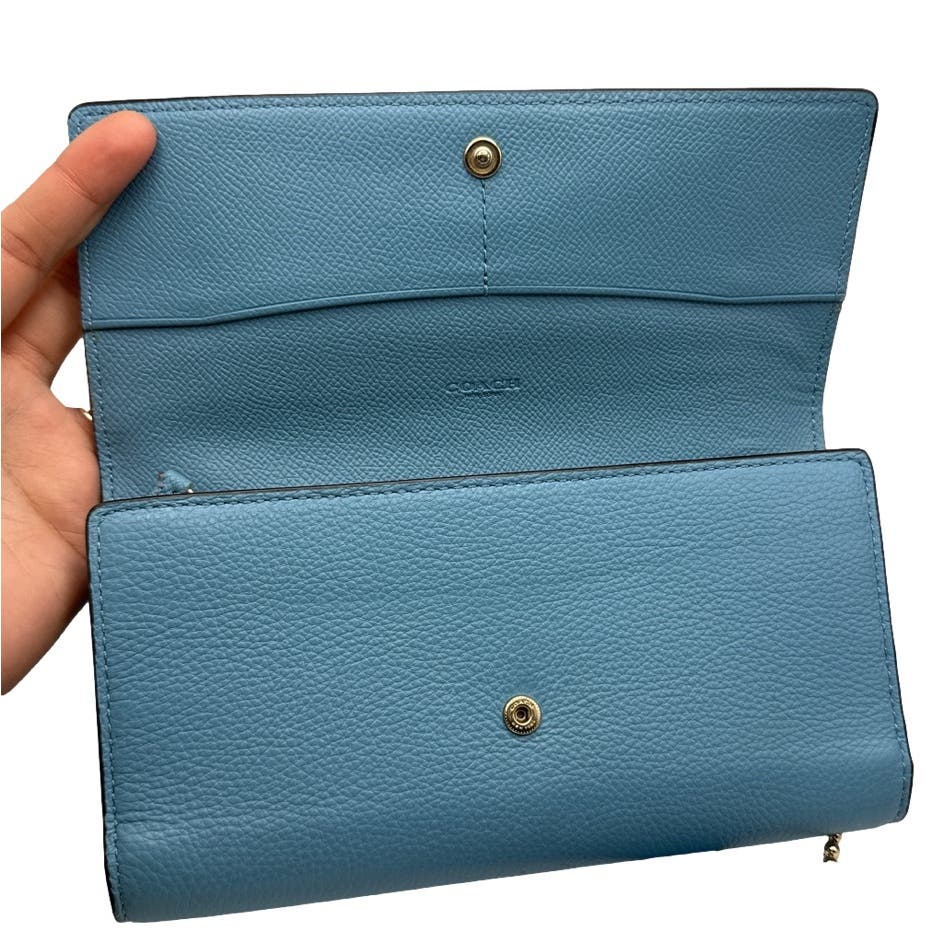COACH Blue Wallet with Chain Id / Card Slot Case