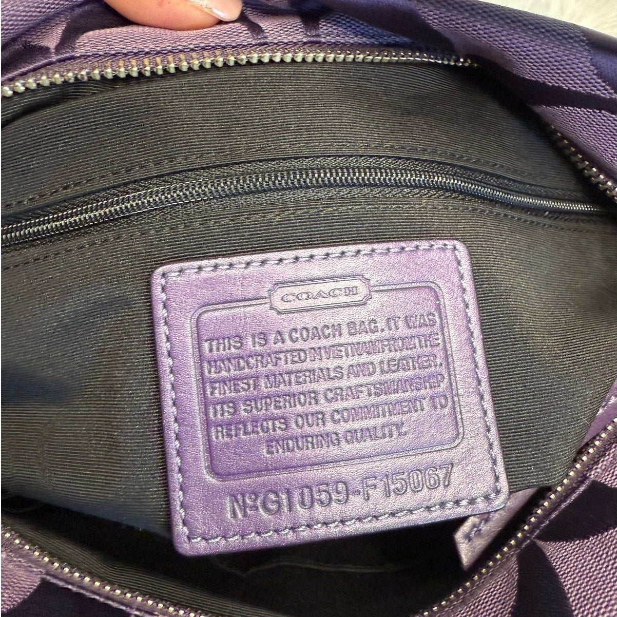 COACH 2010 Purple Signature Duffle Shoulder Bag