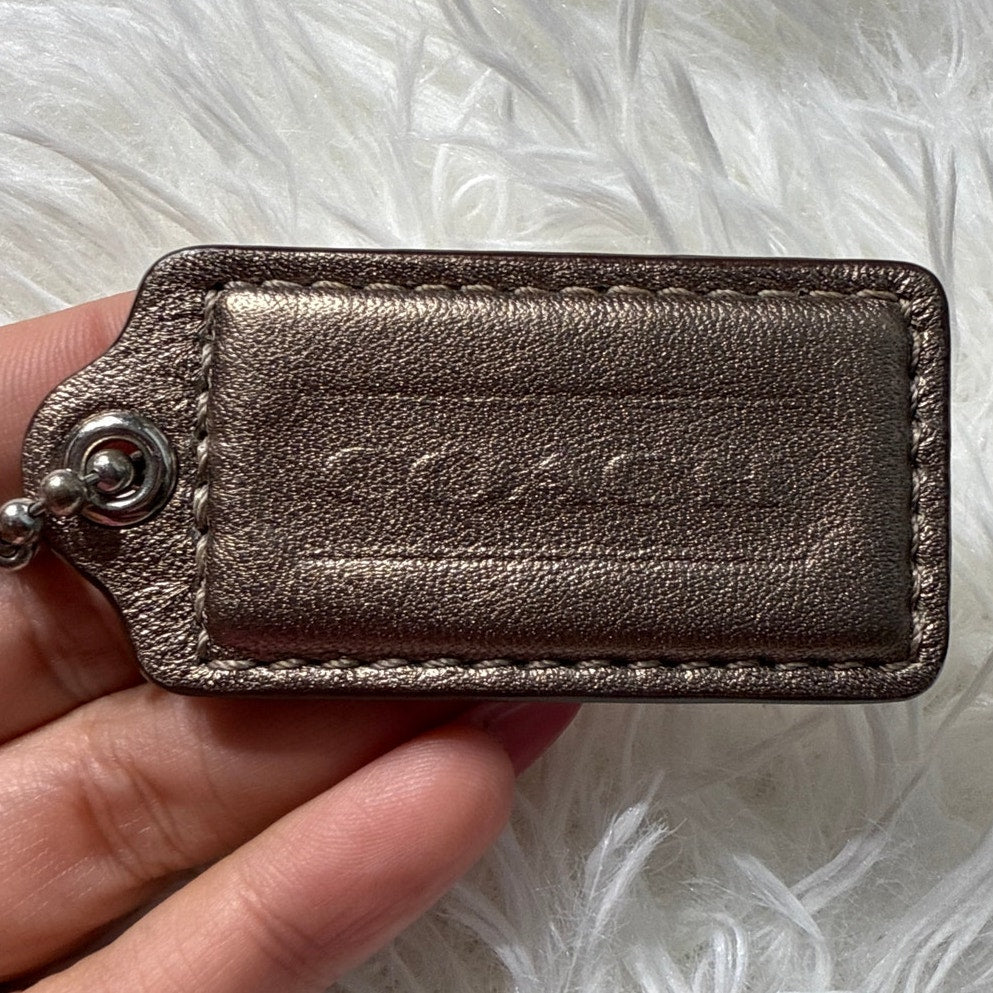 2” COACH Bronze Fob Bag Charm Hang tag Hangtag