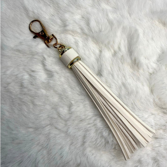NEW White Tassel Bag Charm Tassels Keychains Purse Fashion Charm