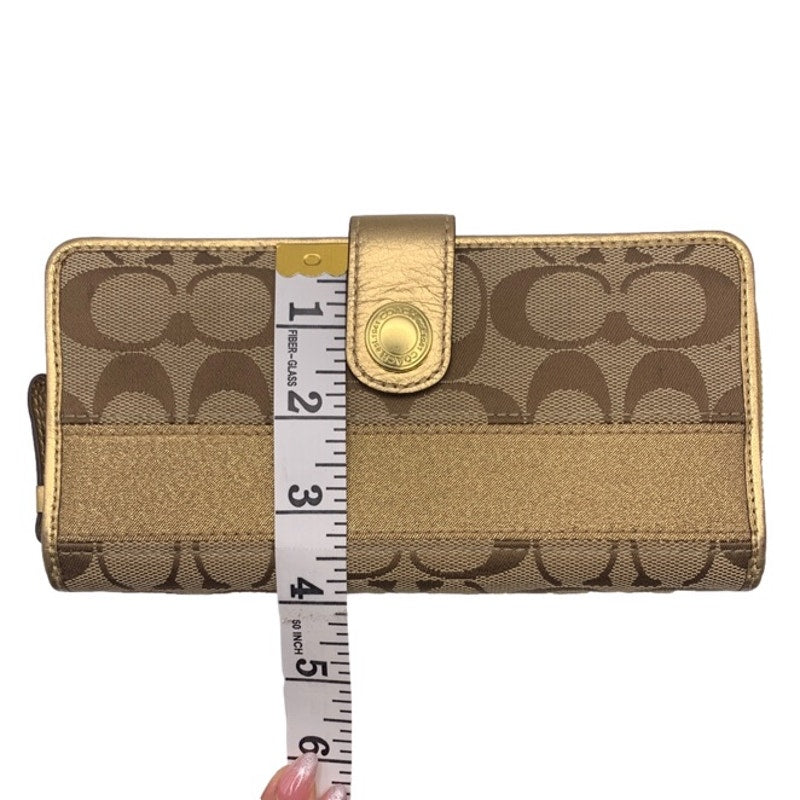 COACH Brown Gold Signature Canvas Wallet