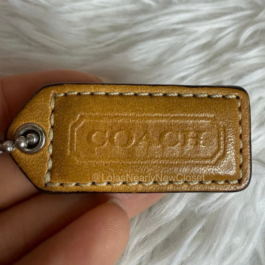 1.5" y2k COACH Tan Pink Fob Bag Charm Hang tag Hangtag