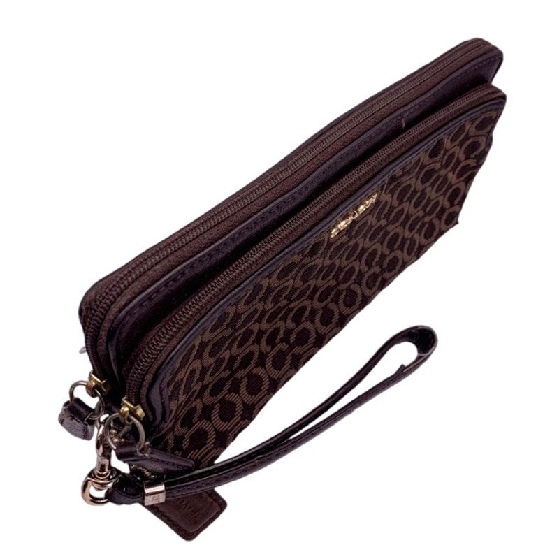 COACH Brown Double Canvas Wristlet