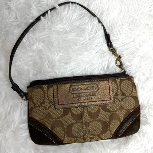 y2k Coach Brown Gold Suede Wristlet