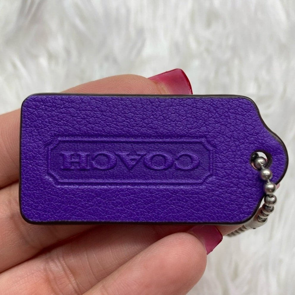 2" COACH Purple Legacy Fob Bag Charm Hang tag Hangtag