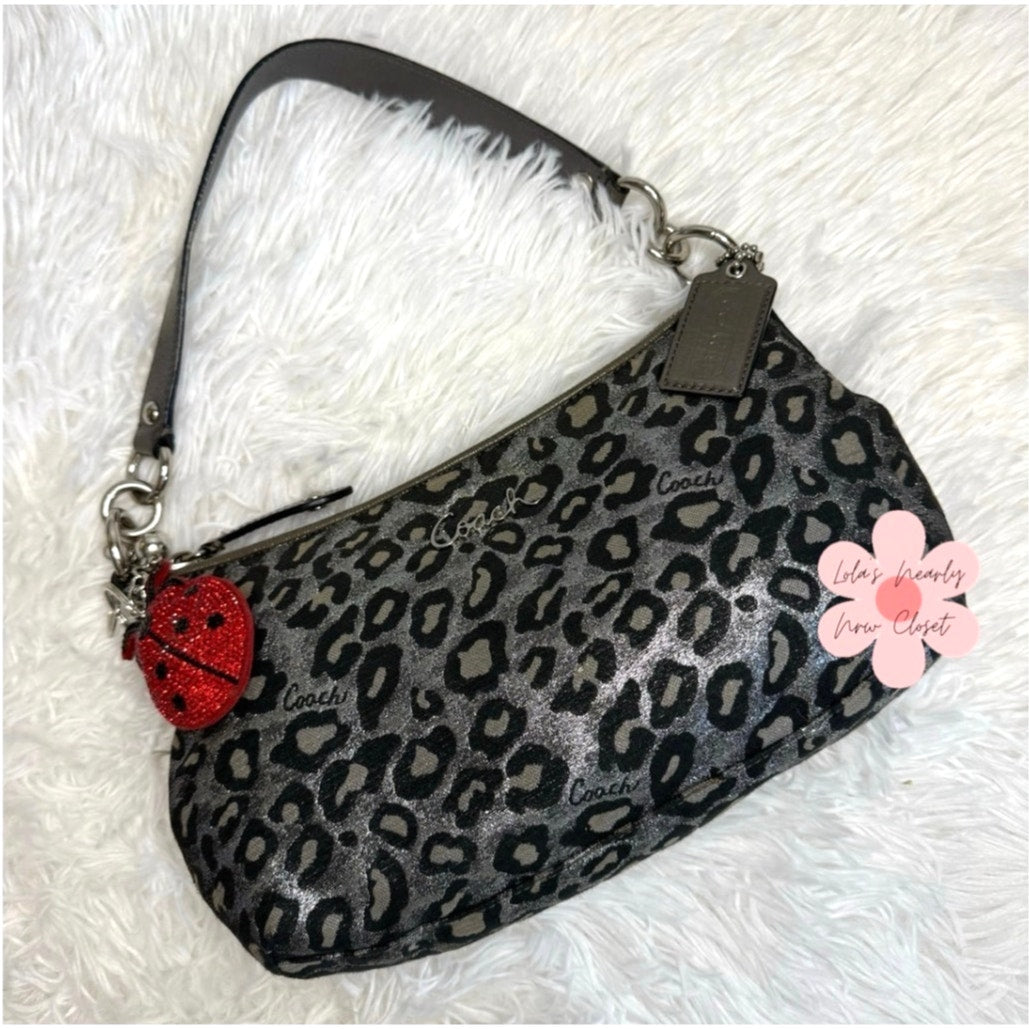 y2k COACH Leopard Silver Metallic Mini Purse shoulder bag