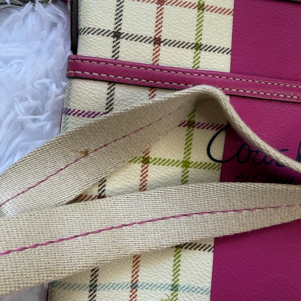 COACH Fuchsia Heritage Plaid Crossbody