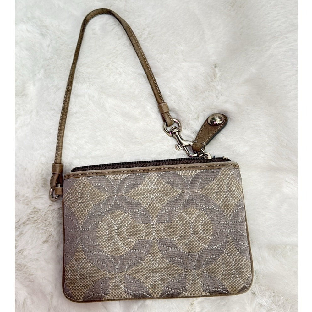 SALE COACH Gray Signature Canvas Wristlet