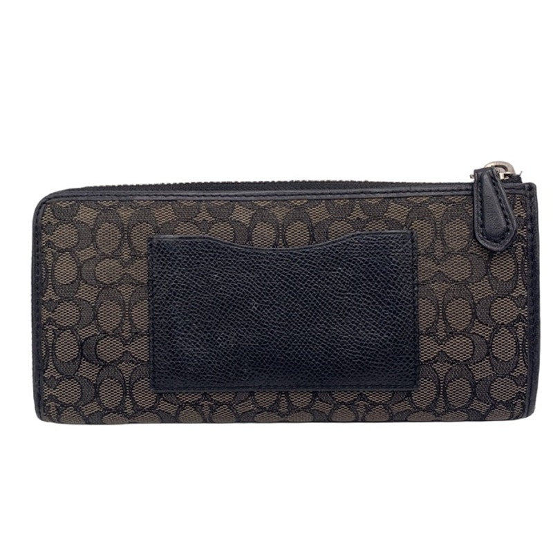 COACH Black Gray Canvas SLIM ZIP WALLET IN SIGNATURE