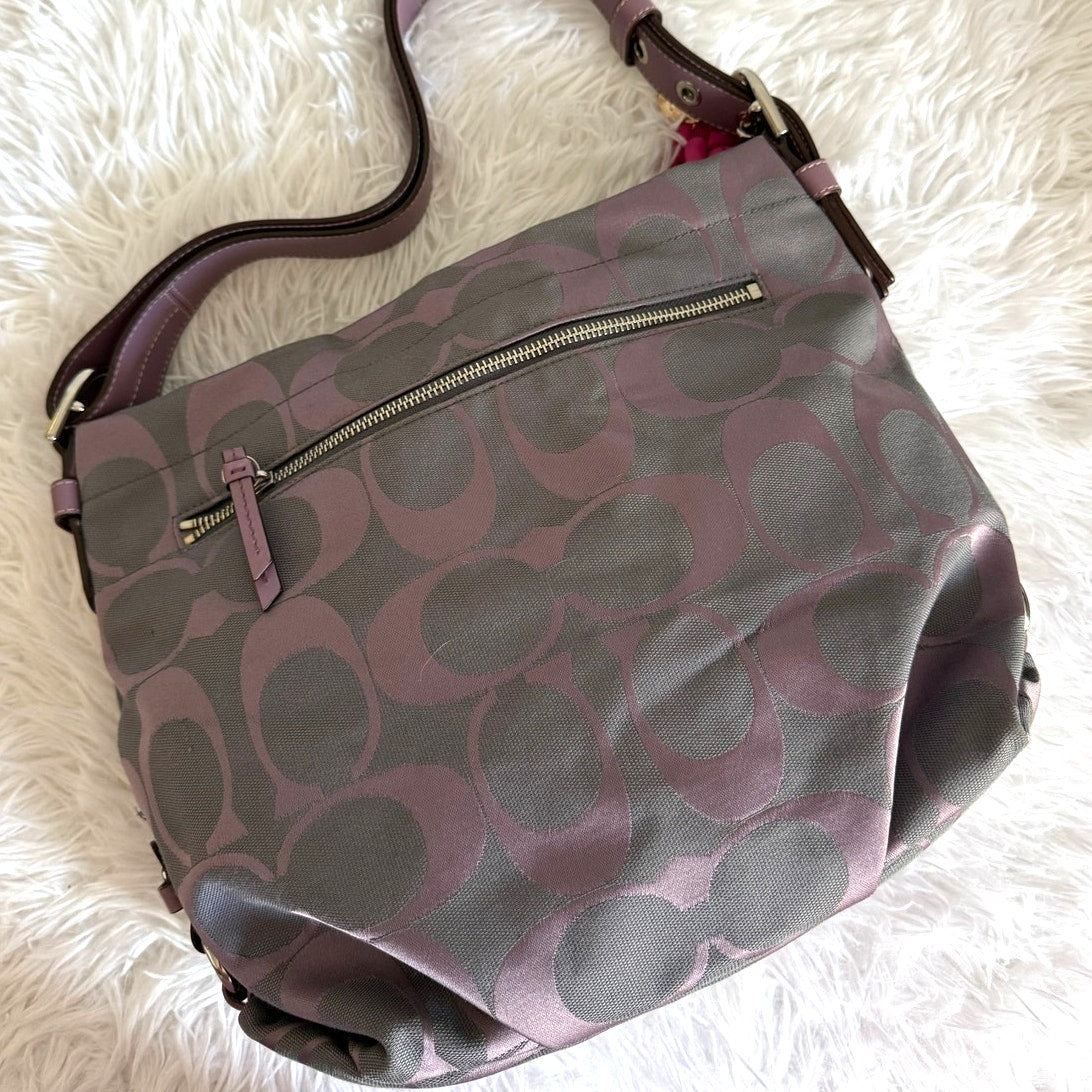 COACH Purple Signature Canvas Duffle Shoulder Bag Crossbody